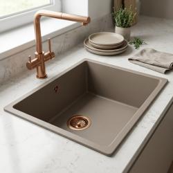 modern-kitchen-sink-tan-color-copper-faucet